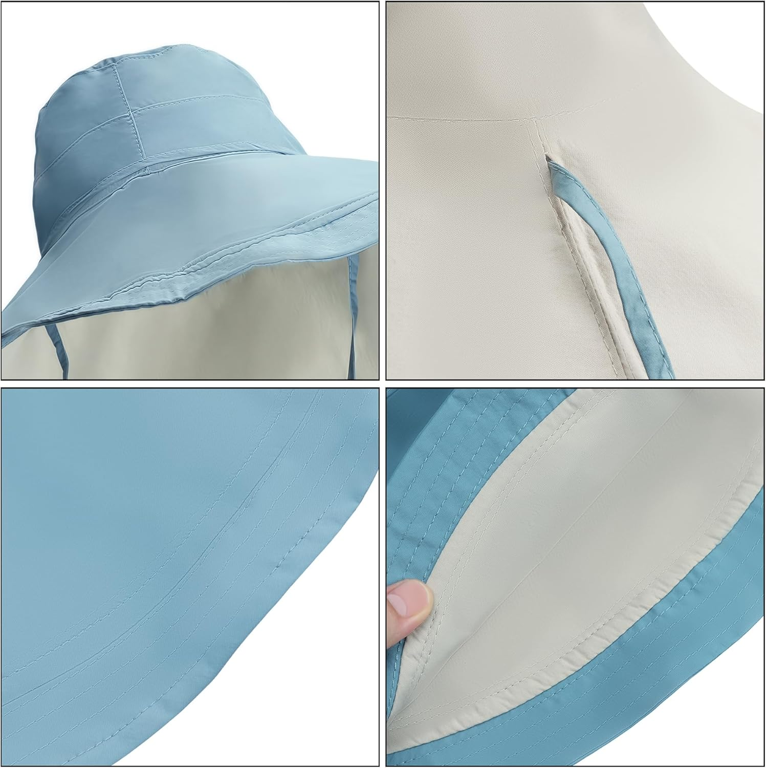 RARITYUS Women&rsquo;S Reversible Large Sun Hats 6.7&rsquo;&rsquo; Extra Wide Bucket Hat UPF50+ Sun Protection Summer Beach Hats - Blue image number 2