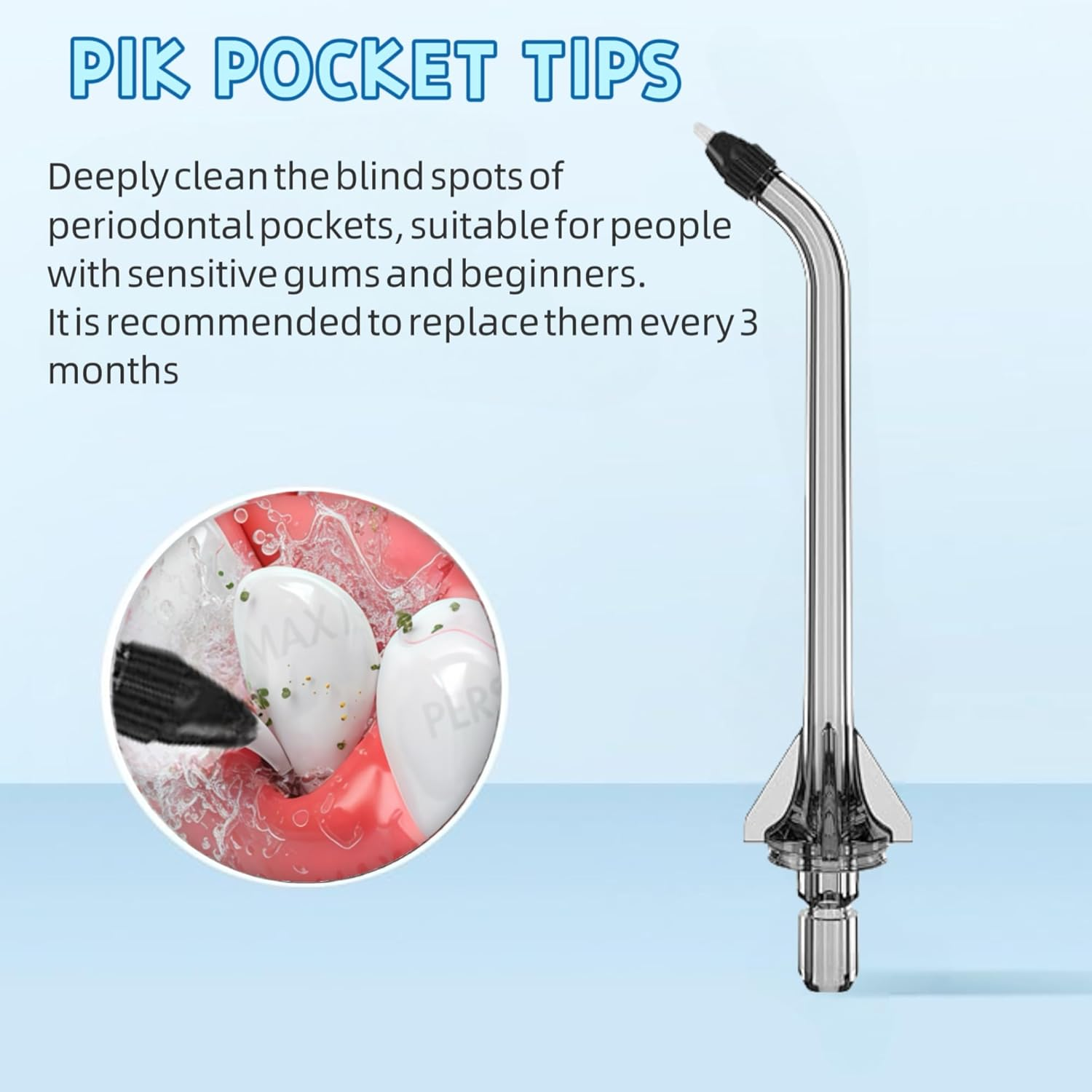 Replacement Head for COSLUS Water Flosser, Replacement Periodontal/Pocket Tips Oral Irrigator Jet Tip Only Compatible COSLUS C20 (F5020E), E40 (WFP14), C31 (F5023), C50, and C51 Water Flosser image number 5