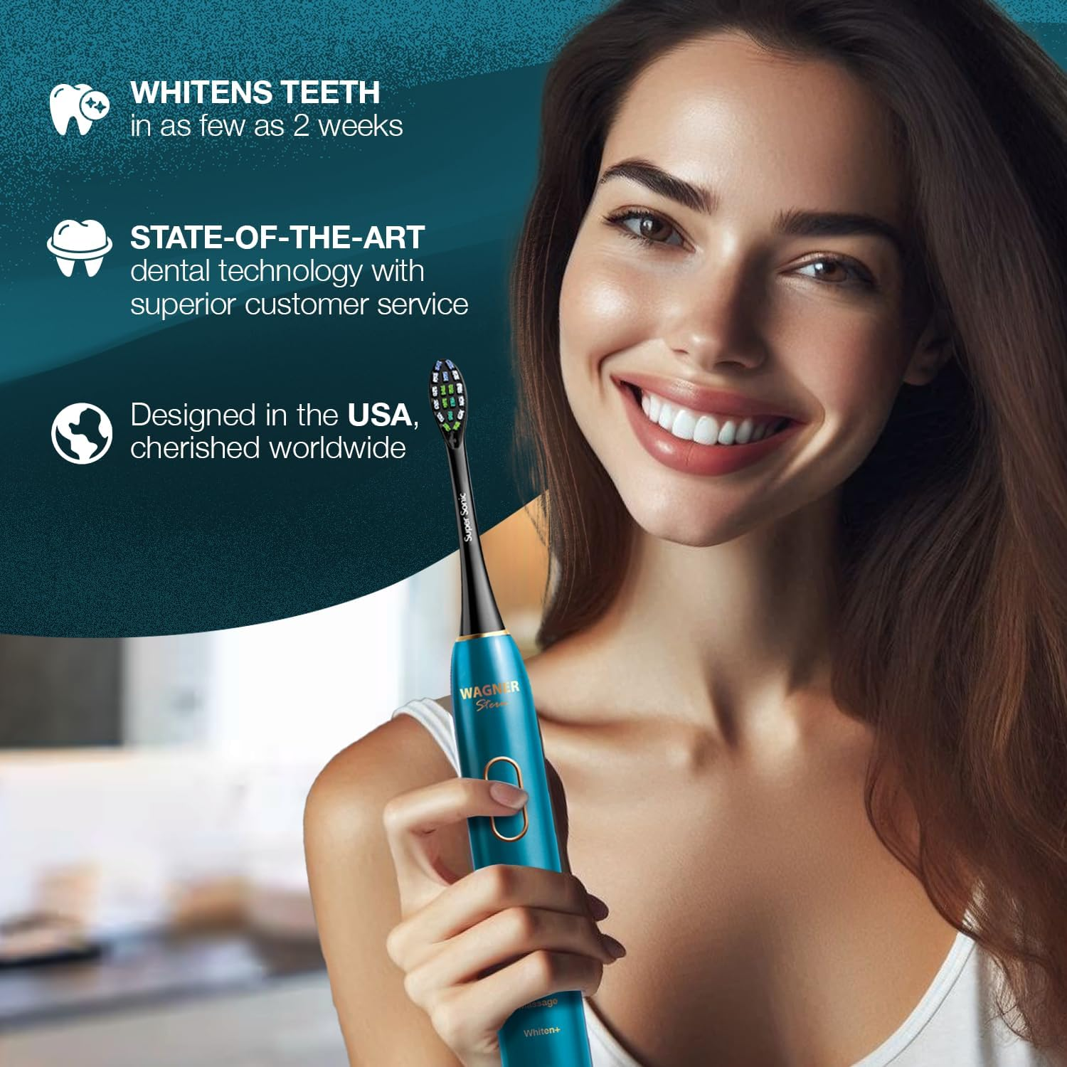 Wagner Stern Intellibrush Series Whitening Electric Toothbrush with Pressure Sensor. Offers 4 Brushing Modes, 3 Intensities, 8 Soft Brush Heads, and a Luxury Travel Case. image number 5