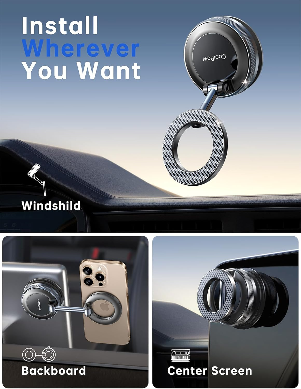 2025 Upgraded Vacuum Magnetic Car Phone Holder for Magsafe,Pocket Size Foldable Suction Cup Phone Mount for Car 【Strongest Magnetic】Phone Holders for Your Car Compatible with Iphone 17 Pro Max Air 16 image number 6