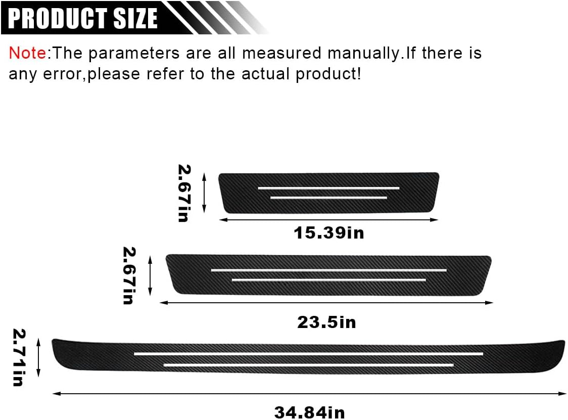 Car Door Sill Protector, Anti-Scratch Carbon Fiber Trunk Door Sill Protection Door Entry Edge Guard, Car Door Threshold Protection Sticker, Universal Vehicle Trim Cover for Car Truck SUV (9Pcs) image number 5