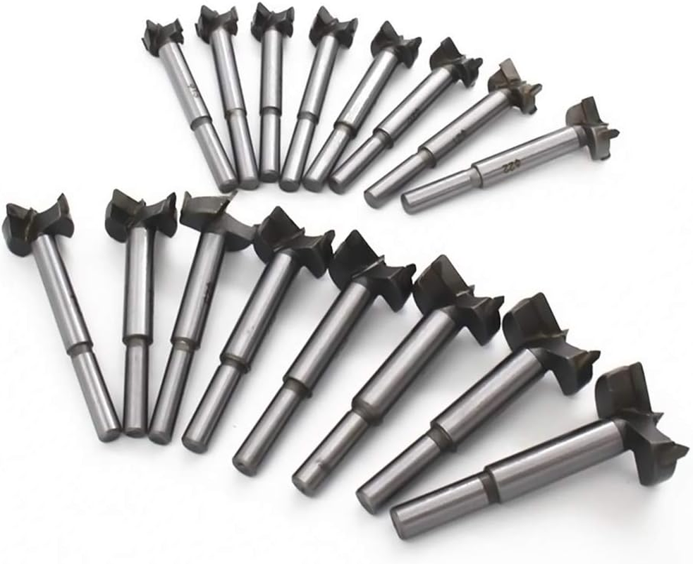 Meichoon Forstner Drill Bit Set 15-35Mm 16 Pcs, Carbide Forstner Bits High Speed Steel Wood Tool Punching Bit Wood Slabs Flat Wing Drilling Hole Hinge Cemented Carbide Drilling Counterbore DC01 image number 4