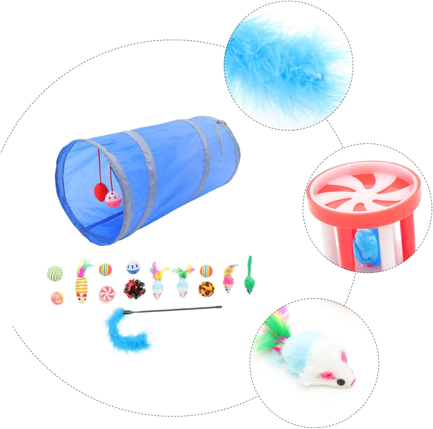 BCOATH Cat Toys Bulk Pack 15Pcs Set of Cat Interactive Toys Kitten Teaser Cat Molar Toys Cat Tunnel Toy Safe for Cats image number 6