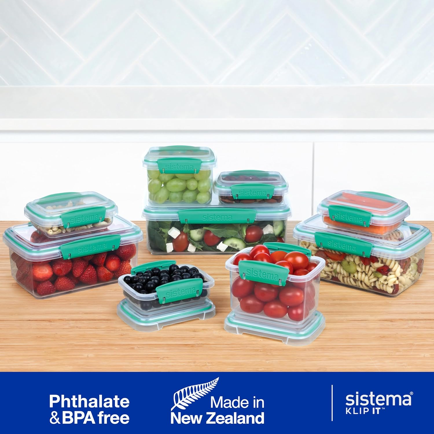 Sistema KLIP IT Food Storage Containers | Airtight & Stackable Meal Prep Containers with Lids | School Lunch Boxes & Snack Boxes | Bpa-Free | 18 Count (9 Containers & Lids)