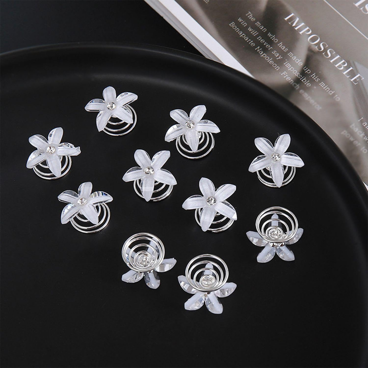 Pack of 20 Flower Hair Pins, Spring Hair Pins, Elee and Simple Hair Accessories, Hairstyle Decorations. image number 4