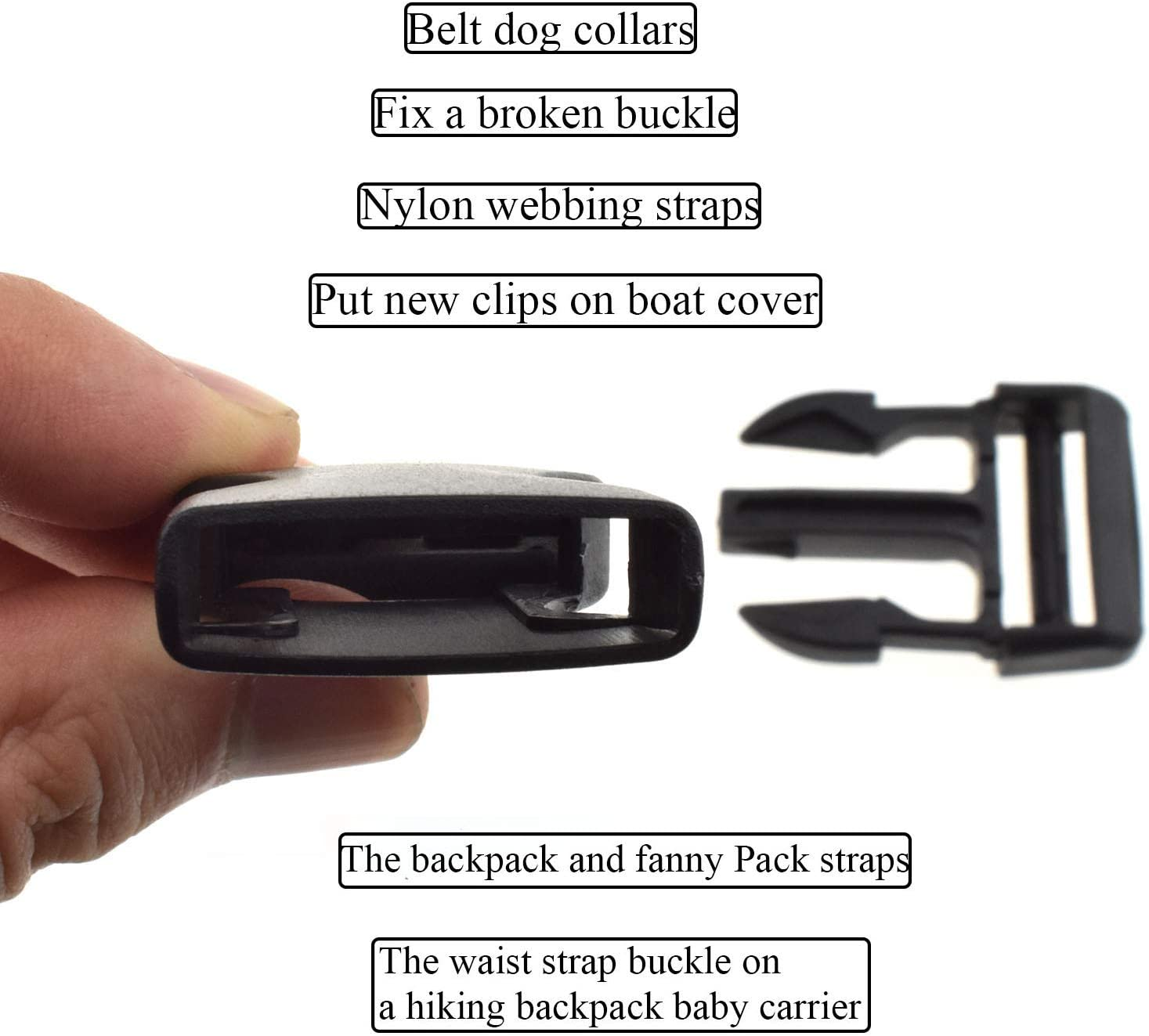 SGH Pro Quick Side Release Buckles Clips Snaps Dual Adjustable No Sewing Heavy Duty Plastic 1"/25Mm Wide 6 Pack for Nylon Strap Backpack Fanny Pack Webbing Belt Dog Collars Sturdy image number 1