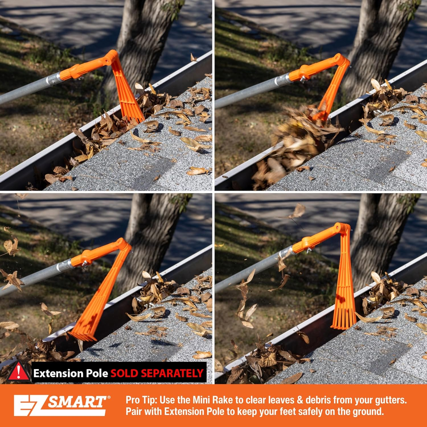 EZ Smart Mini Rake, Great for Removing Leaves and Branches from Roofs, Gutters and Other Out-Of-Reach Areas Where Debris Accumulates. image number 6