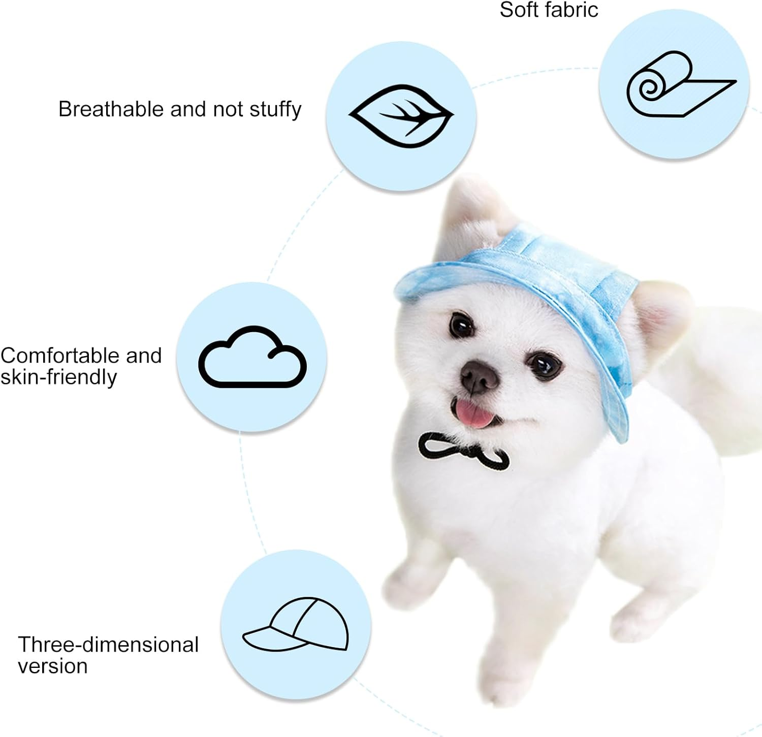 TYXHXTF Dog Baseball Cap, Outdoor Sun Protection, Visor Cap with Ear Holes, Blue, M image number 6