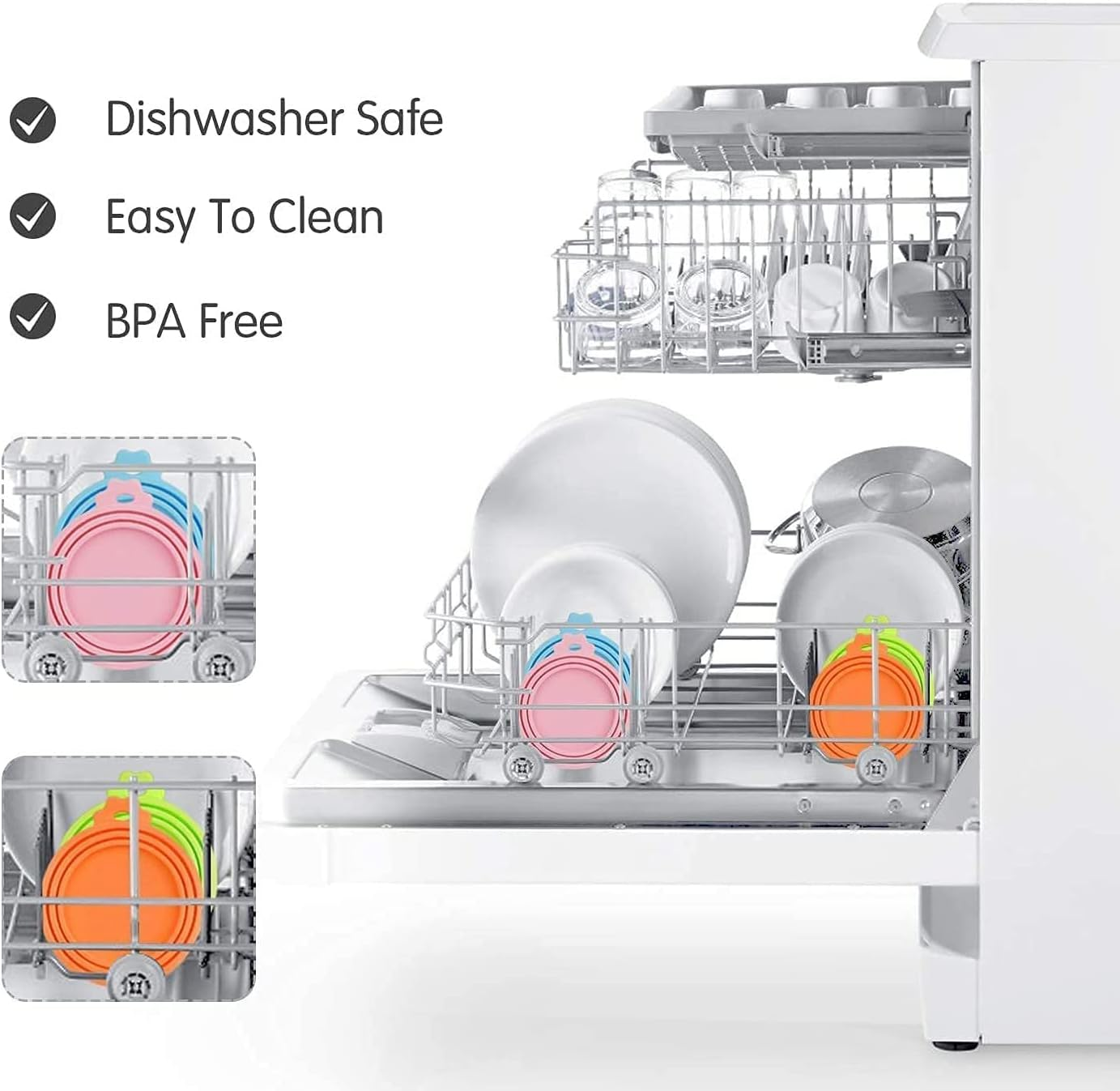 4 Pcs Tin Can Lids Pet Feeding Can Covers Universal Silicone Dog Food Can Lids Standard Size for Cat Dog Can Tops Pet Food Sealing image number 1