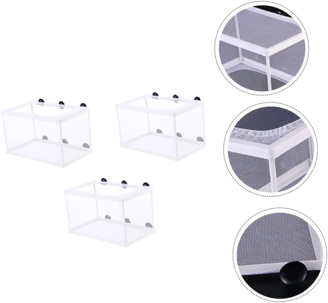 Gadpiparty 3Pcs Small Fish Hatch Isolation Boxes Mesh Fish Breeding Tank Aquarium Separation Net Suction Cup for Fry Hatchery Juvenile Separation image number 5