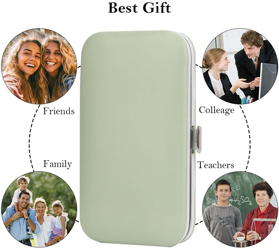 Nail Clipper Set,7 in 1 Christmas Green Stainless Steel Nail Clipper Manicure Set,Fingernail & Toenail Grooming Kit Tweezers Eyebrow Scissors for Mens and Women,Travel Size Nails Care Tools with Case - Green image number 2