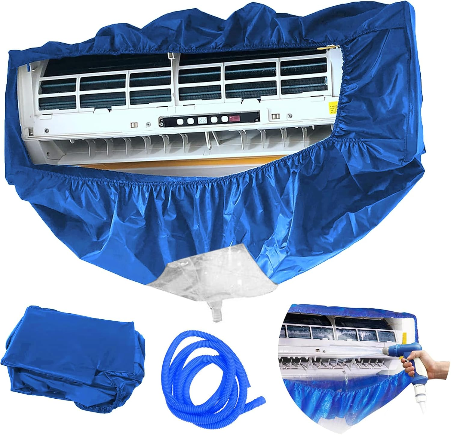 AC Cleaning Bag - Premium Wall Air Conditioner Cleaning Kit - Waterproof, Dustproof, Large Size, with Three Metre Water Hose, Suitable for Households, Offices, Hotels (Blue) image number 4