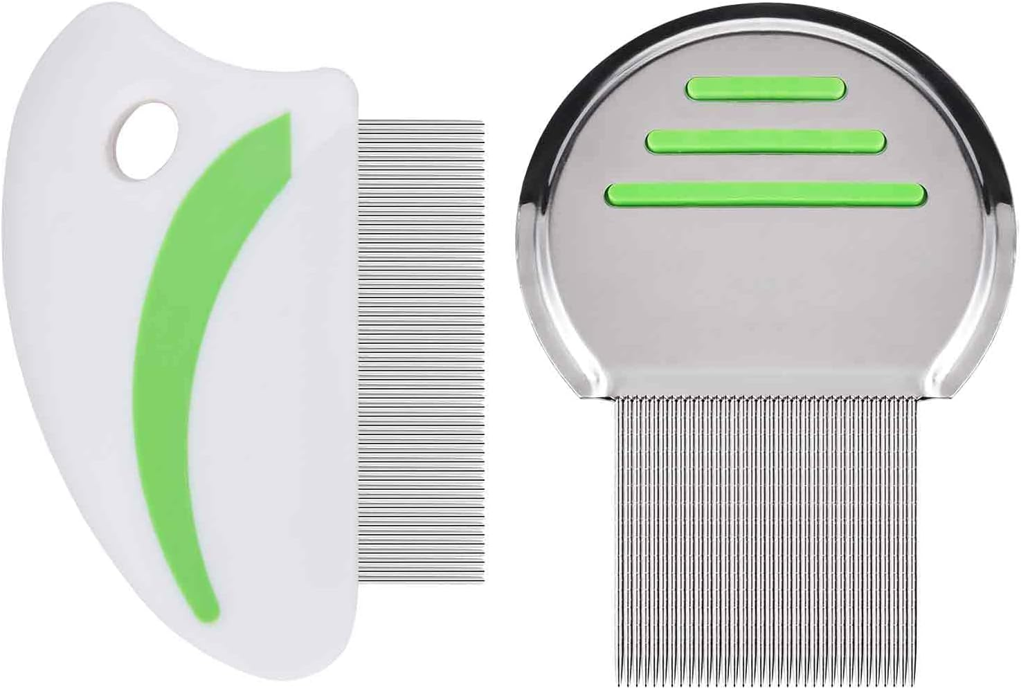 Brillirare 2 Pack Flea Lice Comb, Stainless Steel Dog Cat Grooming Combs with Rounded Teeth, Long-Tooth Professional Pet Tear Stain Remover, Dematting Tool for Small, Medium & Large Pets image number 4