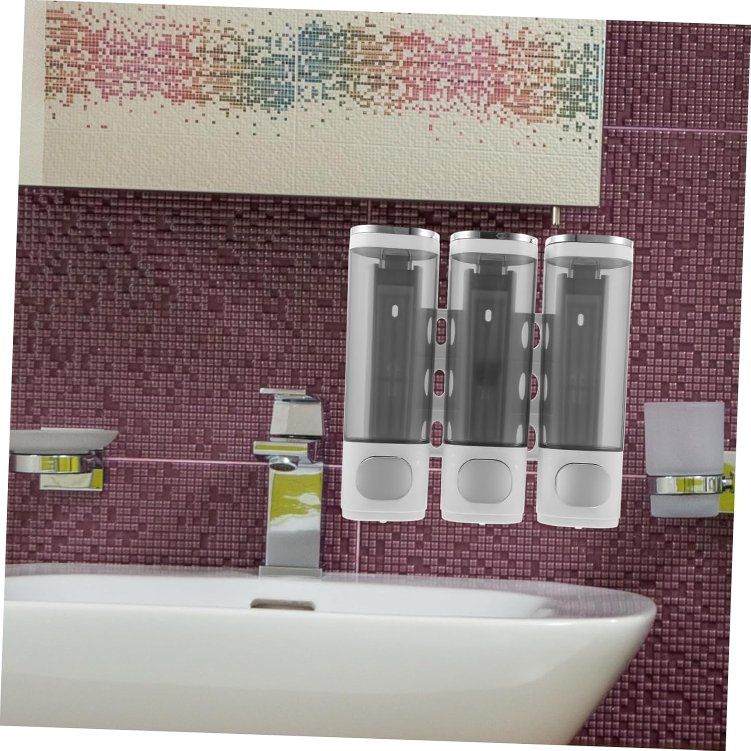 VICASKY Wall Mounted Soap Dispenser Chamber Manual Bathroom Shampoo Conditioner Dispenser for Shower Wall Soap image number 1