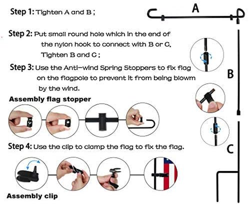 HOOSUN Garden Flag Stand Premium Garden Flag Pole Holder Metal Wrought Iron Powder-Coated Weather-Proof Paint 36.5 H X 16.5 W (3 Piece Set Black) (2 Pack) (2-Pack) image number 5