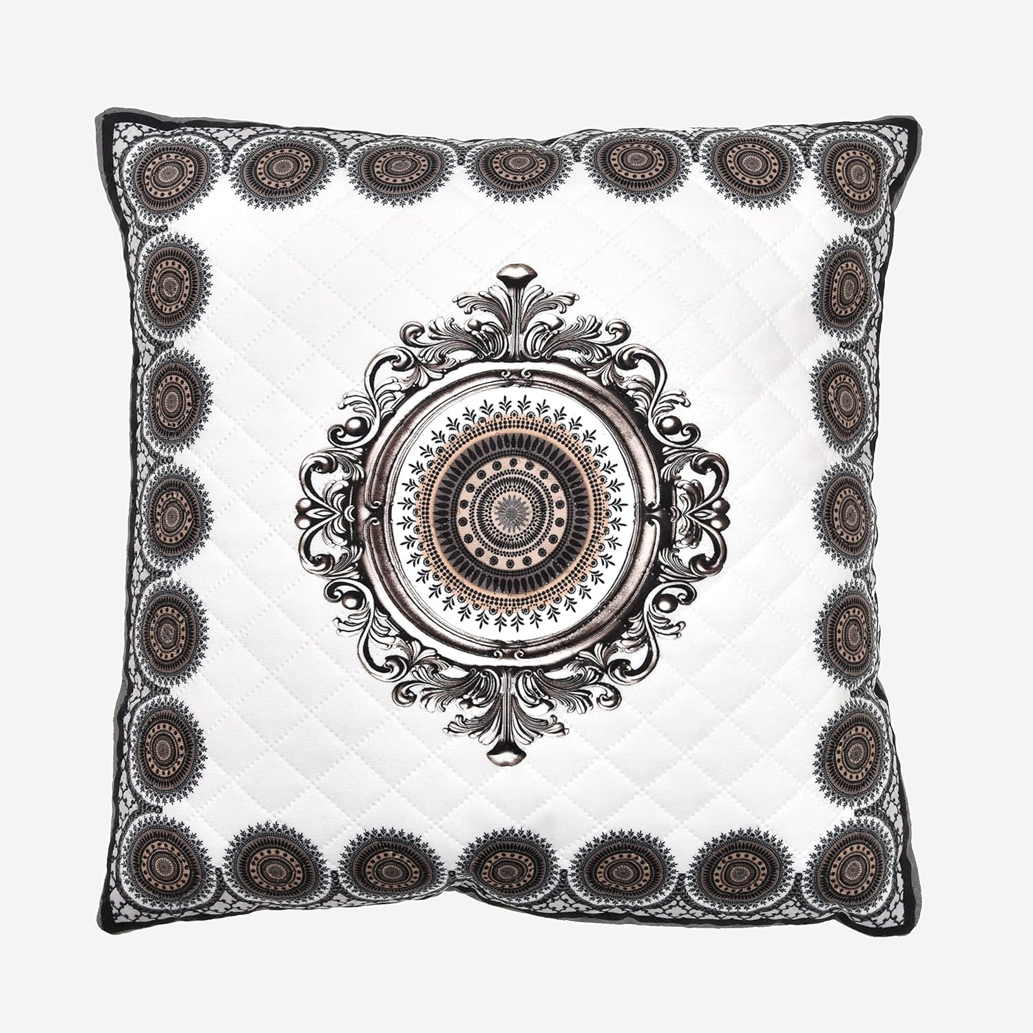 Flying Trade Indian Ethnic Bohemian Set of 5 Decorative White Base Colorful Square for Sofa Set Home Decorative Design Boho Throw Pillow Case Cotton Cushion Cover (Quilted Cotton, 16X16) image number 5