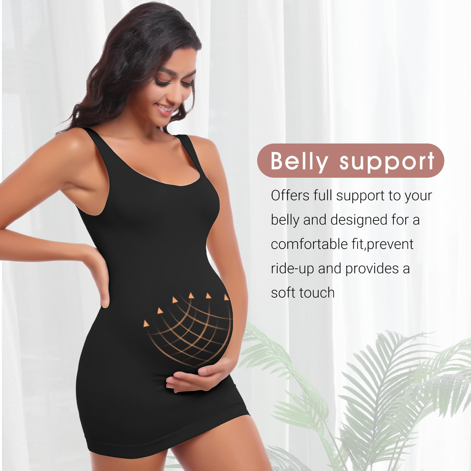 Diawsome Maternity Tank Tops Belly Support - Womens Sleeveless Bodycon Dresses for Baby Shower Pregnancy Shapewear Workout Shirts image number 2