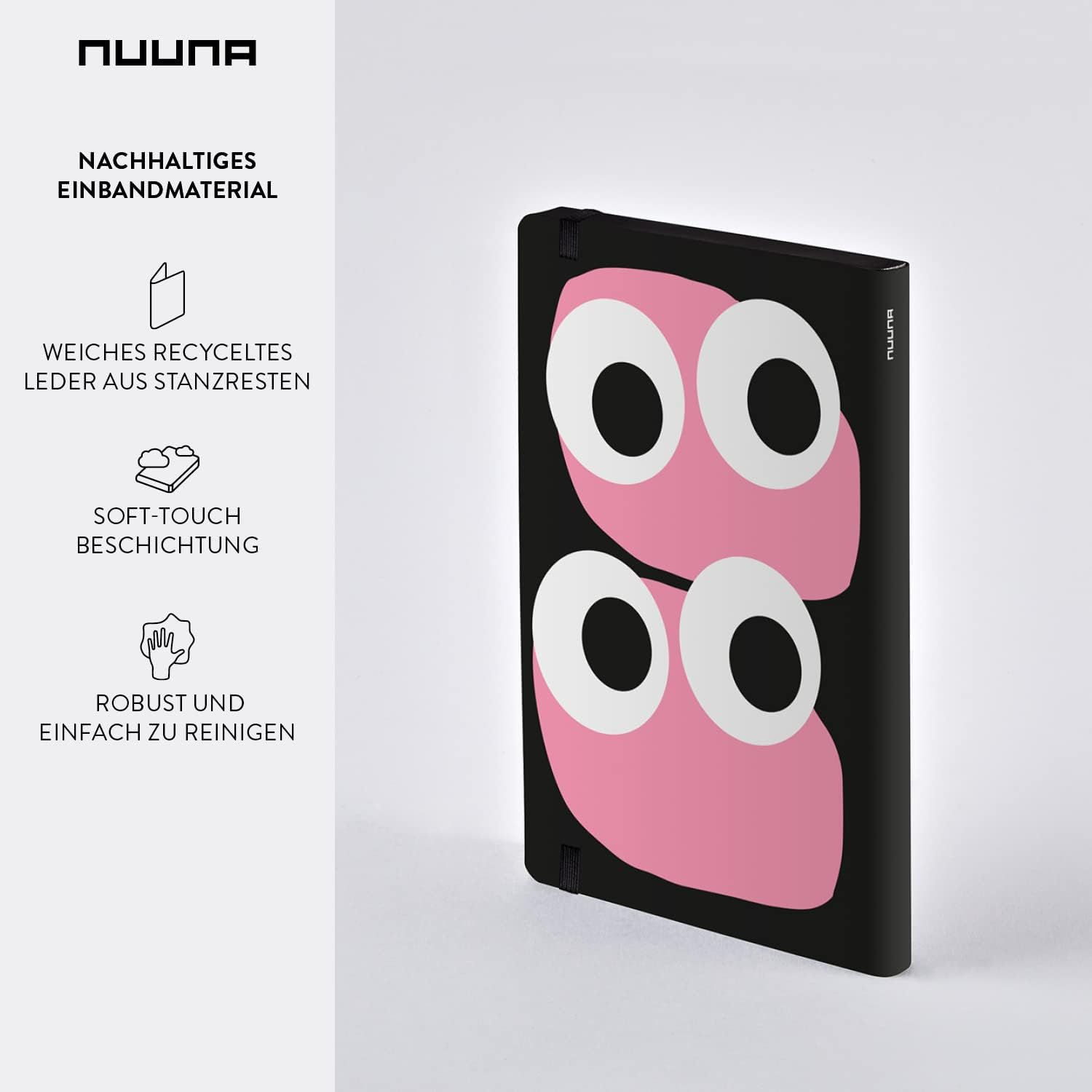 Nuuna Notebook A5 Graphic M - Jim 3.5 Mm Dot Grid 176 Numbered Pages 120 G Premium Paper Black Leather Sustainably Produced in Germany image number 1