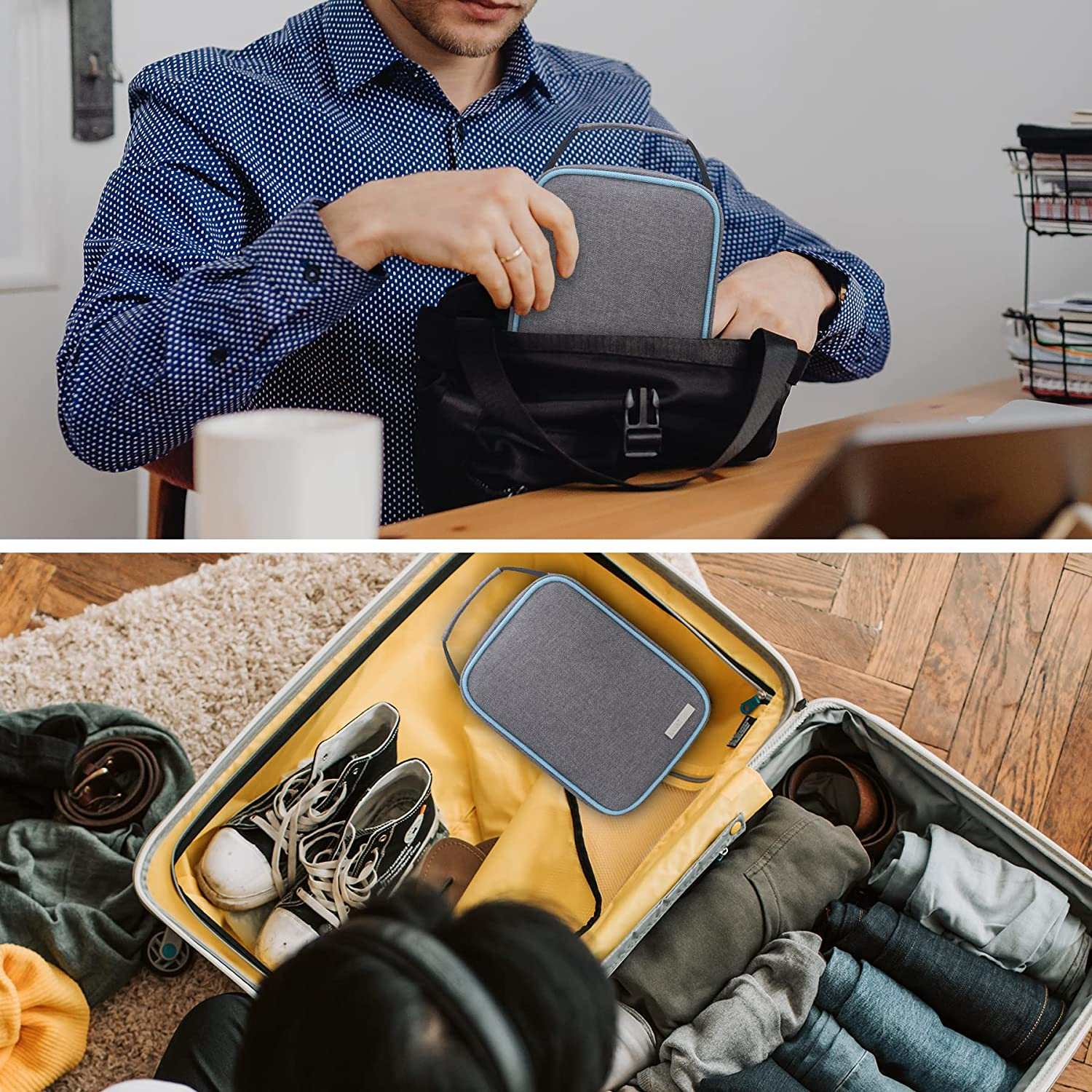 Lacdo Electronic Organizer, Travel Cable Organizer Bag Pouch Tech Electronics Accessories Carry Case Portable Storage Bag Charger Case for Cable, Cords, Charger, Phone, Hard Drive, Power Bank, Gray image number 5