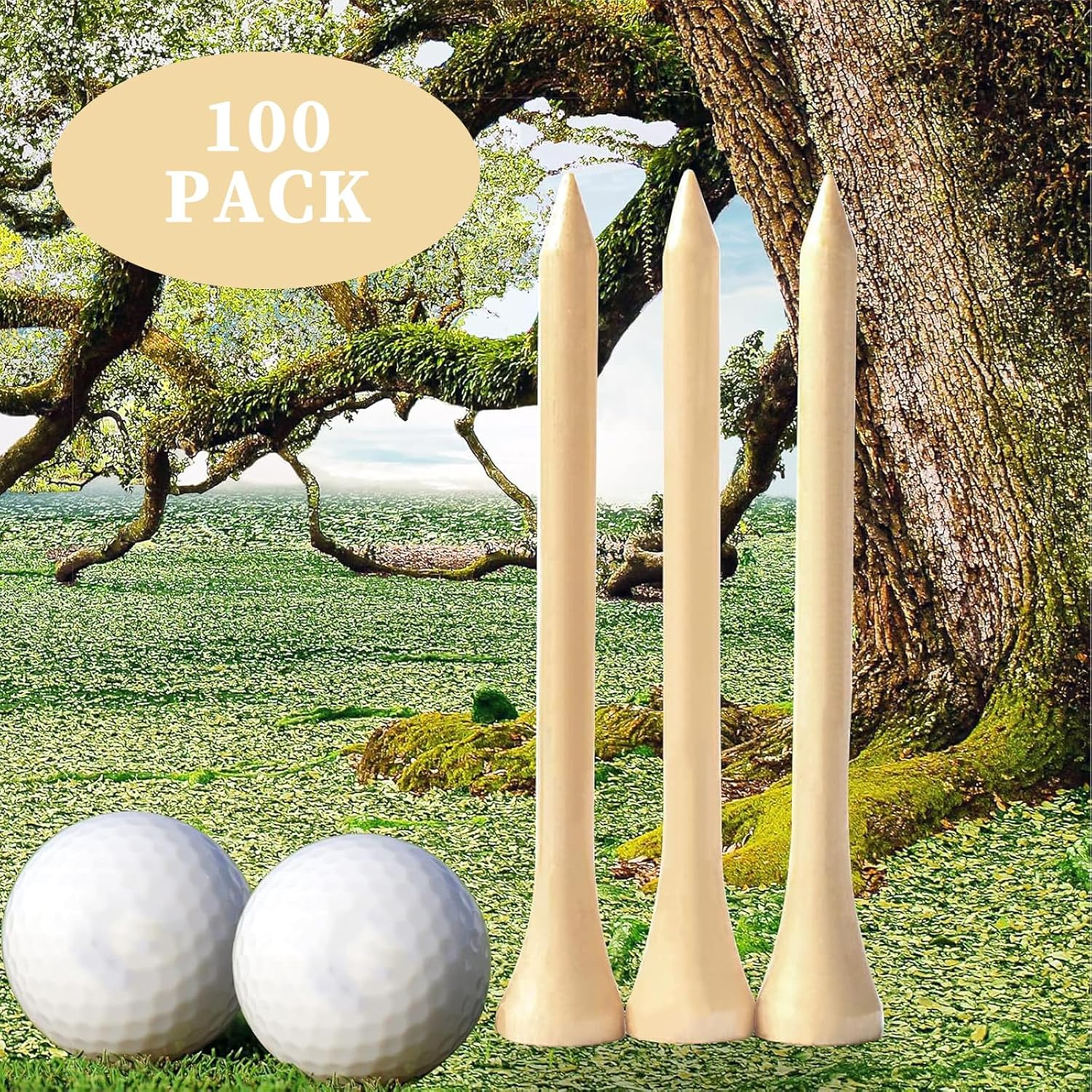 ENERKEEN Golf Tees, 100 Counts Wood Golf Tees Bulk, 3-1/4" Multiple Colors Less Friction Professional Tees for Golf Training - Wood 3-1/4 Inch 83Mm image number 4