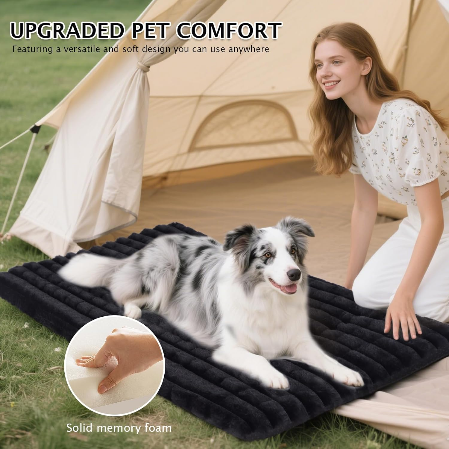 BVAGSS Fluffy Orthopaedic Dog Bed, Washable Dog Mat, Non-Slip Underside, Plush Dog Cushion, Soft and Warm Dog Mat for Small, Medium, Large Dogs, XH082 (100 X 80 Cm, Black) image number 1