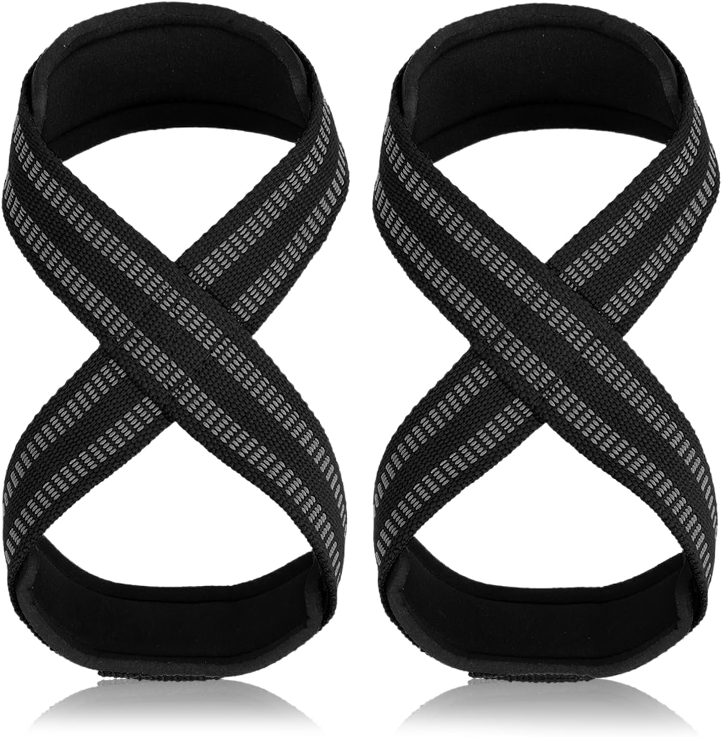 Figure 8 Lifting Straps for Deadlift & Weightlifting, Prevent Grip Slip Gym Wrist Belt with Cotton Ribbon Sponge Pad for Men and Women, Extra Grip Fits Shrugs Weight Lifting Cross Training image number 2
