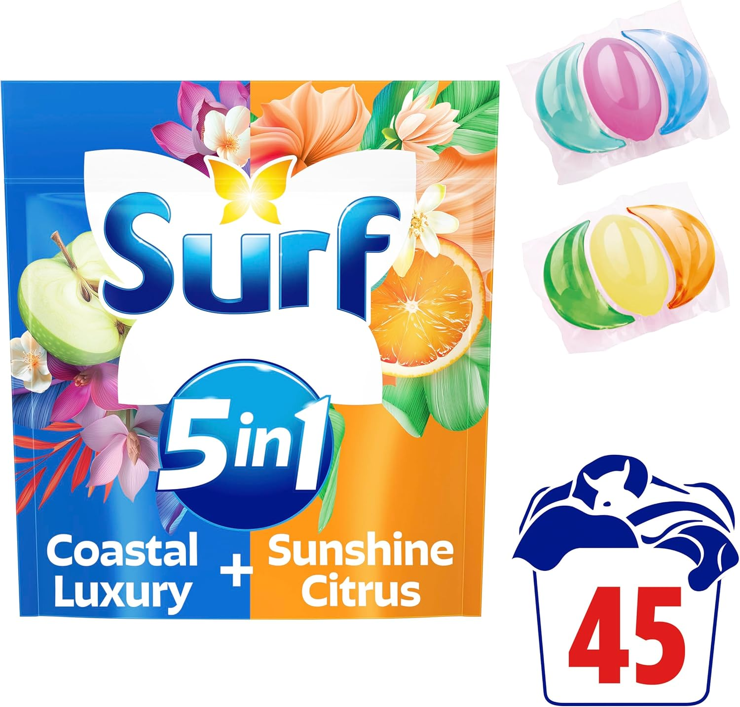Surf 5-In-1 Coastal Luxury + Sunshine Citrus Mixed Pack Laundry Capsules 45 Capsules image number 1