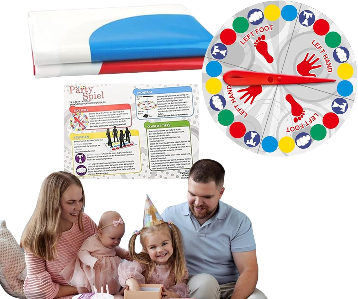 Game - Classic Twist Poses Floor Game I Twisting Mat Game, Board Games Activity Mat, Floor Games with Mats, Twist Poses Large Mat Balance Mat Interactive Toys for Kids and Adults. image number 1