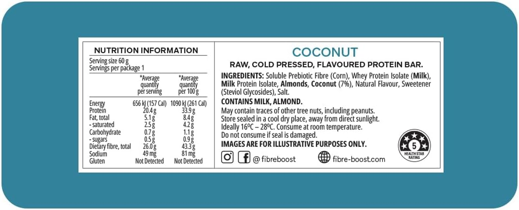 Fibre Boost Cold Pressed Coconut Flavoured Protein Bar image number 1