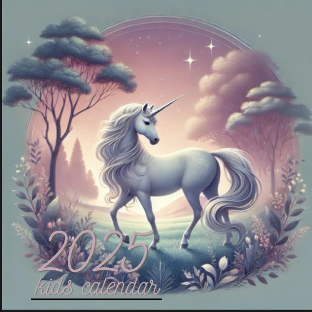 Calendar 2025 Kids: Cute Unicorn Monthly Book Calendar,: Beautiful Decoration for a Girl'S Room