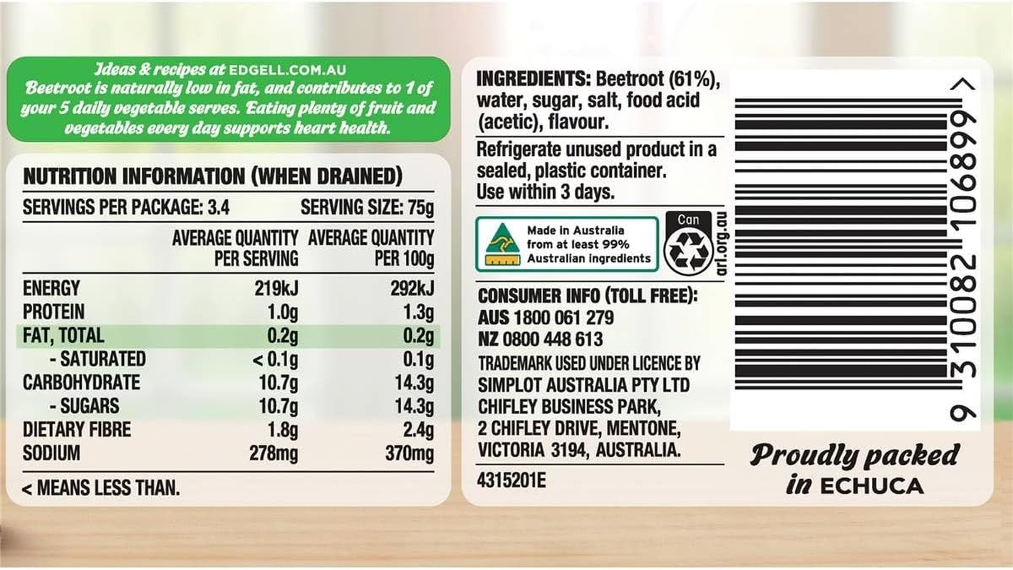 Edgell Sweet Sliced Beetroot 425 G