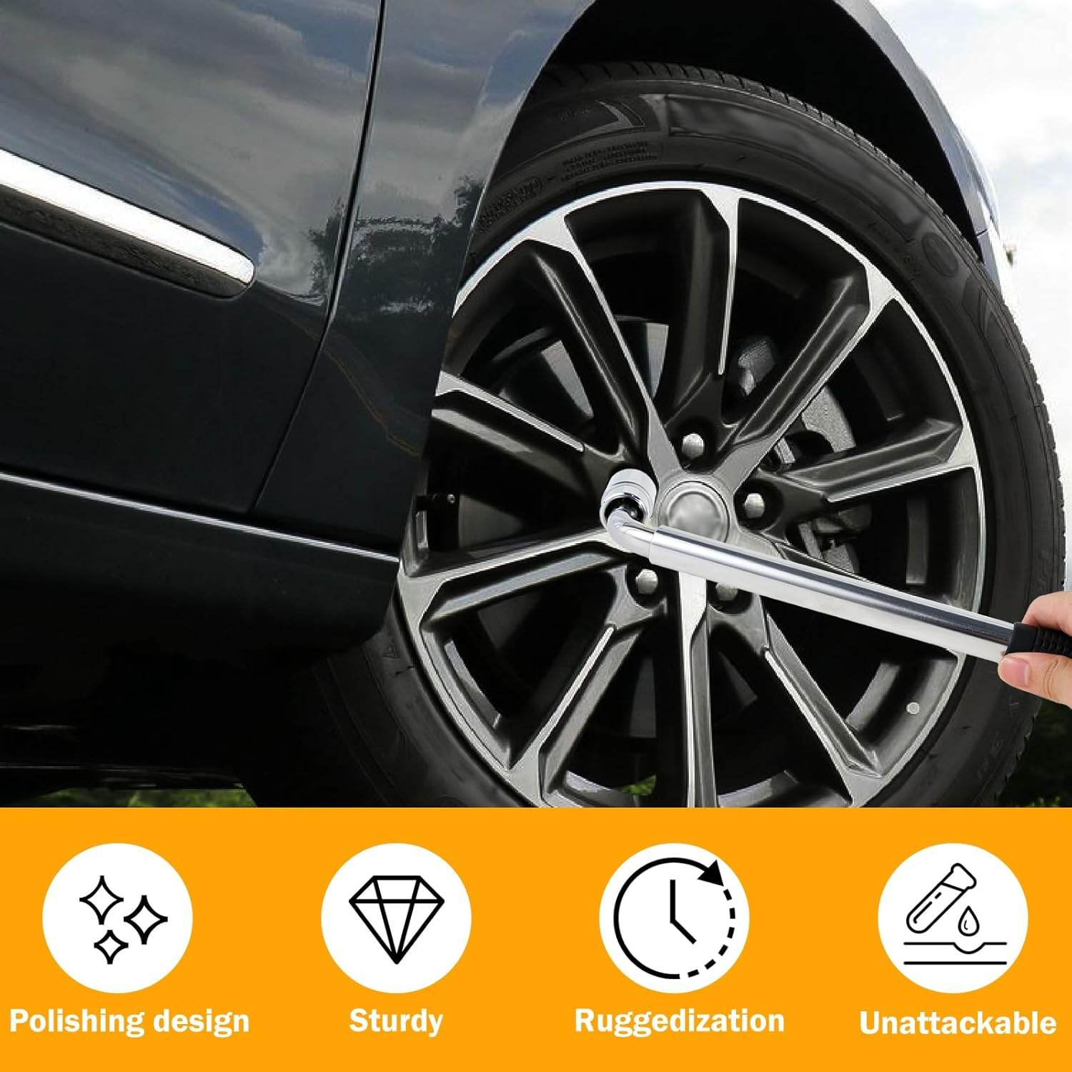 3Pcs Telescoping Lug Wrench Universal Extendable Lug Wrench with 17/19/21/23Mm Sockets L-Shaped Wheel Wrench Foldable Wheel Nut Remover for Car Tires Repair image number 3