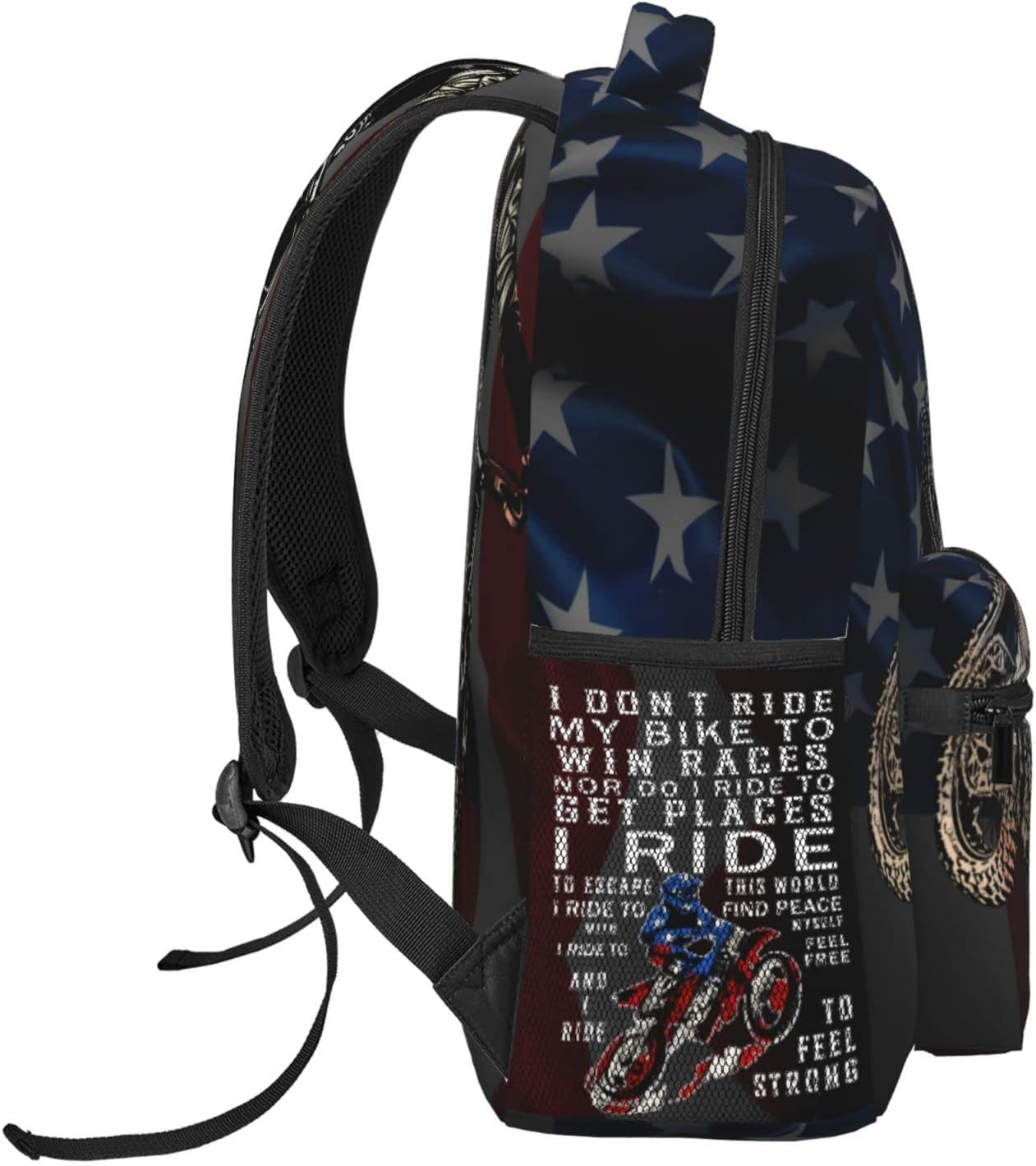 Furitou Motocross Dirt Bike American Flag Backpack Motorcycle Biker Double Shoulder Bag Laptop Bagpack for Men Women Bookbag for Work Camping Travel, Motocross Dirt Bike American Flag, One Size image number 1