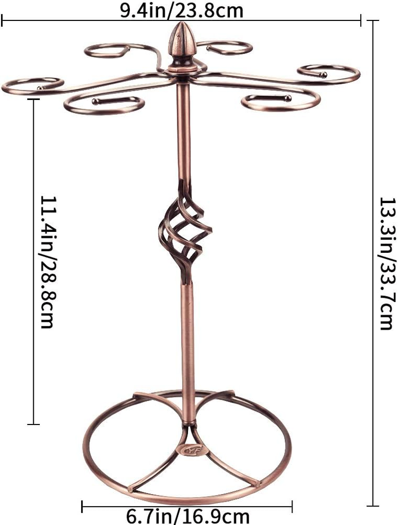 Wine Glass Stand Racks Holder- Elegant Freestanding Stemware Holder Stand with 6 Hooks for Home and Bar Storage and Artistic Tabletop Display, Metal Wine Glass Holder (Bronze) image number 4