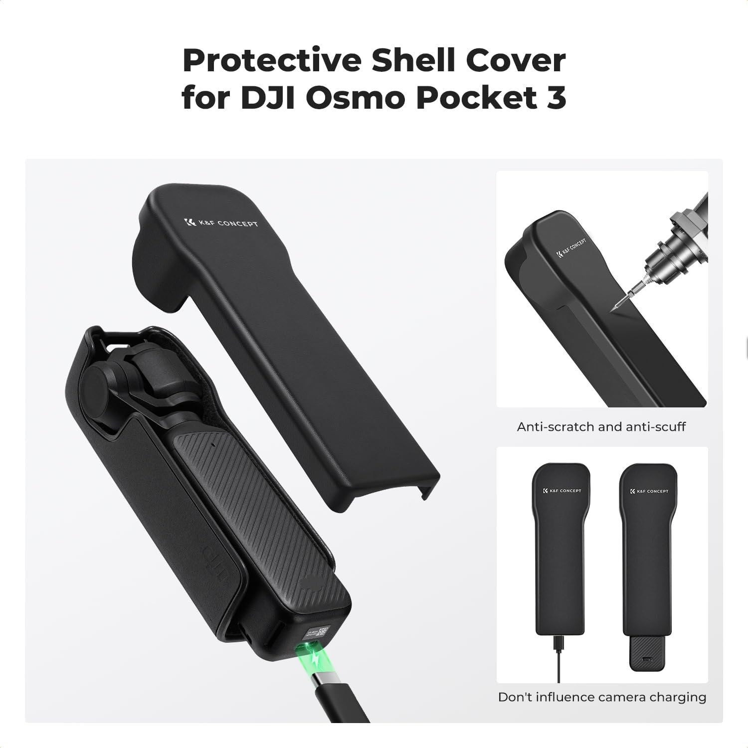 K&F Concept Osmo Pocket 3 Protector Cover Case for DJI OSMO Pocket 3 Anti-Drop Anti-Knock, Protective Cap Hard Protector Camera Accessories (Black) image number 3