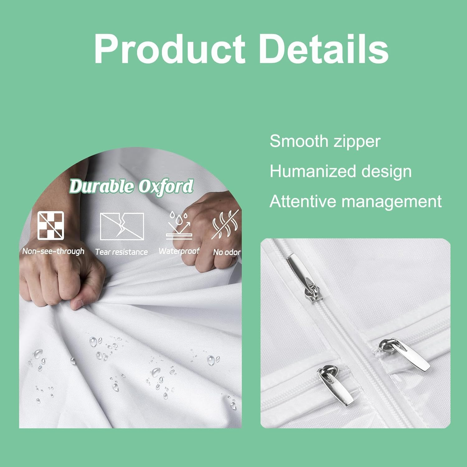 70" Bridal Wedding Gown Dress Garment Bag, Dust Proof Storage Bag with Large Bag for Easy Storage and 3 Small Bags for Wedding Shoes, White image number 6