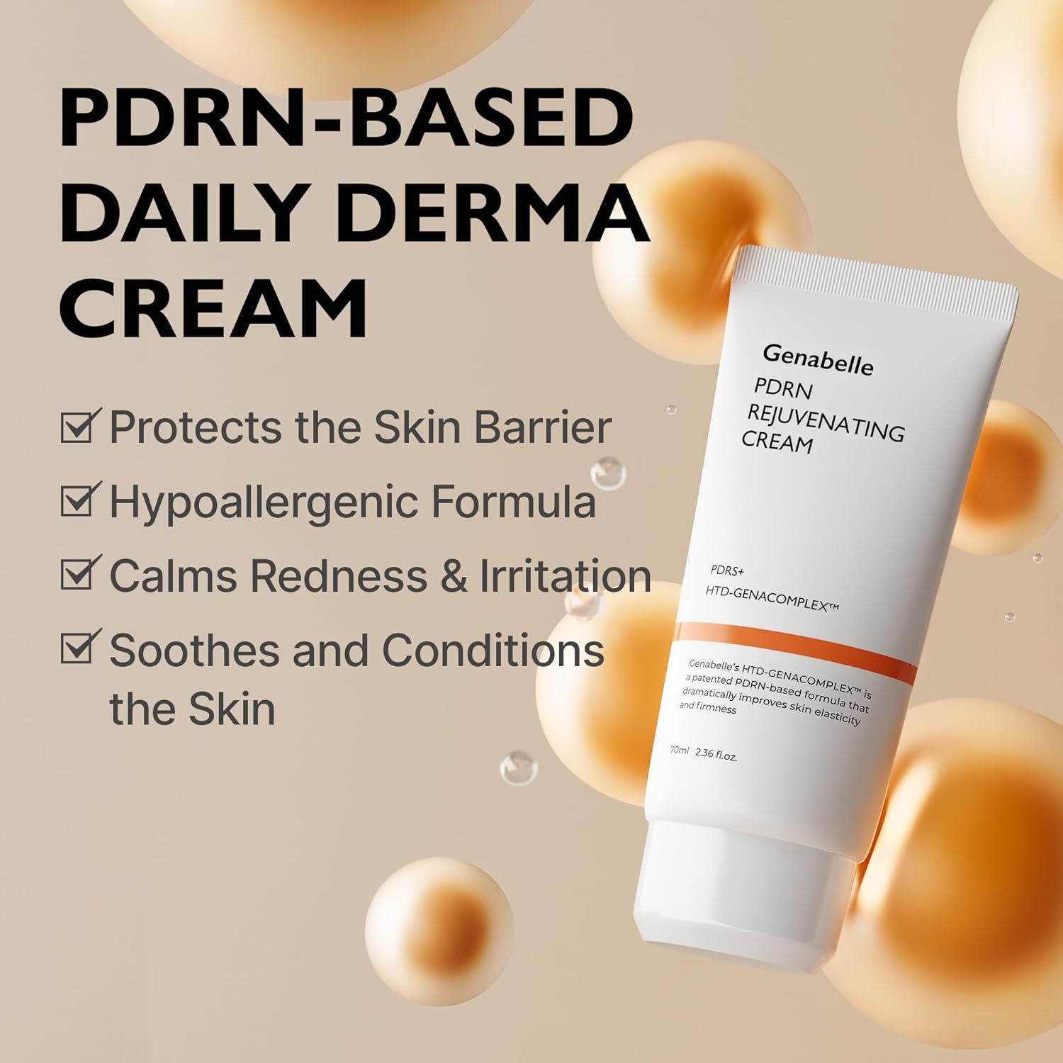 Genabelle PDRN Rejuvenating Cream - Lightweight Moisturizer with Original PDRN, CICA, Hyaluronic Acid - Nourishing, Hydrating, and Soothing Formula - 2.36 Fl.Oz image number 3