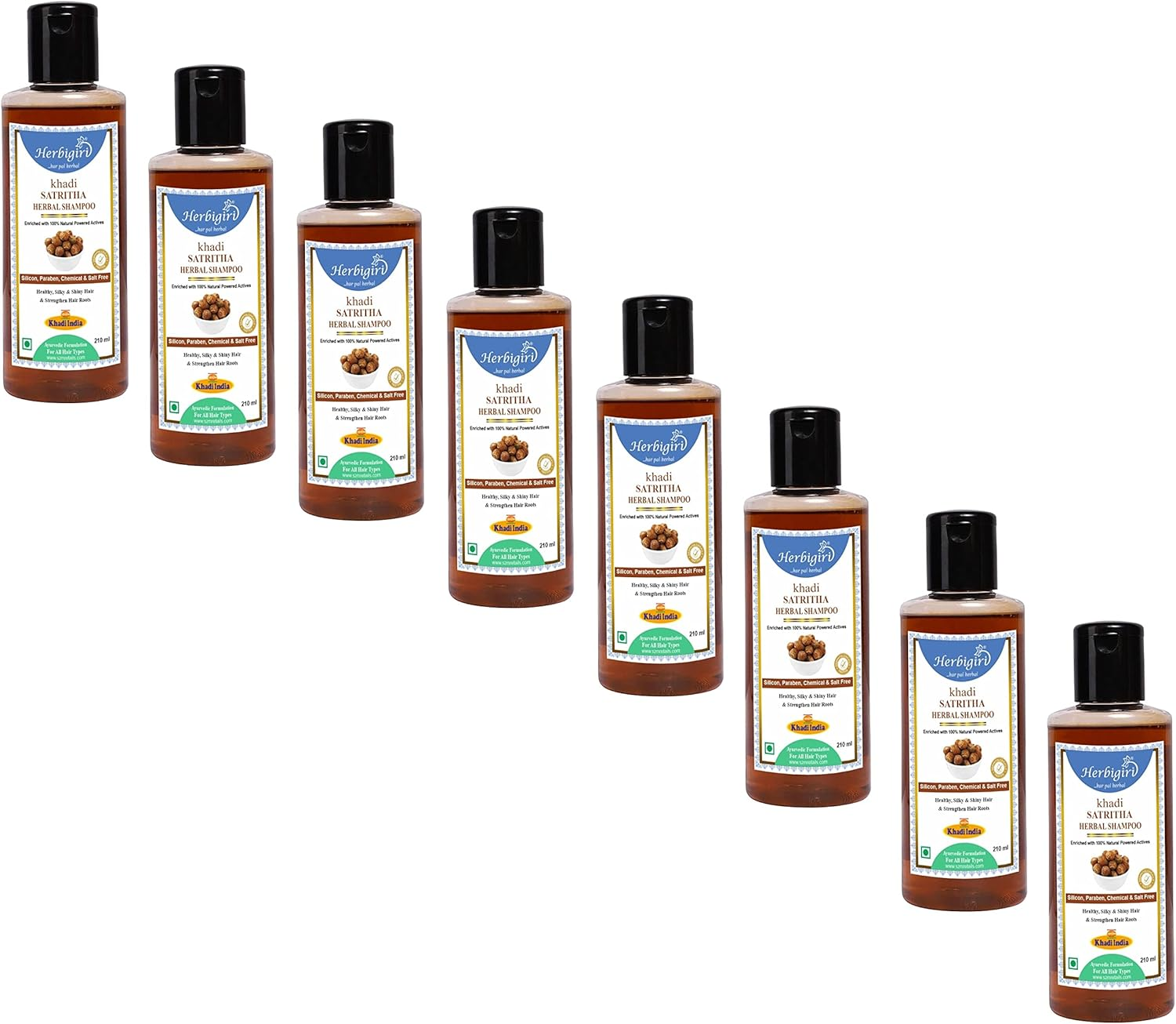 Herbigiri Khadi Natural Satritha Herbal Shampoo 210Ml Pack of 5