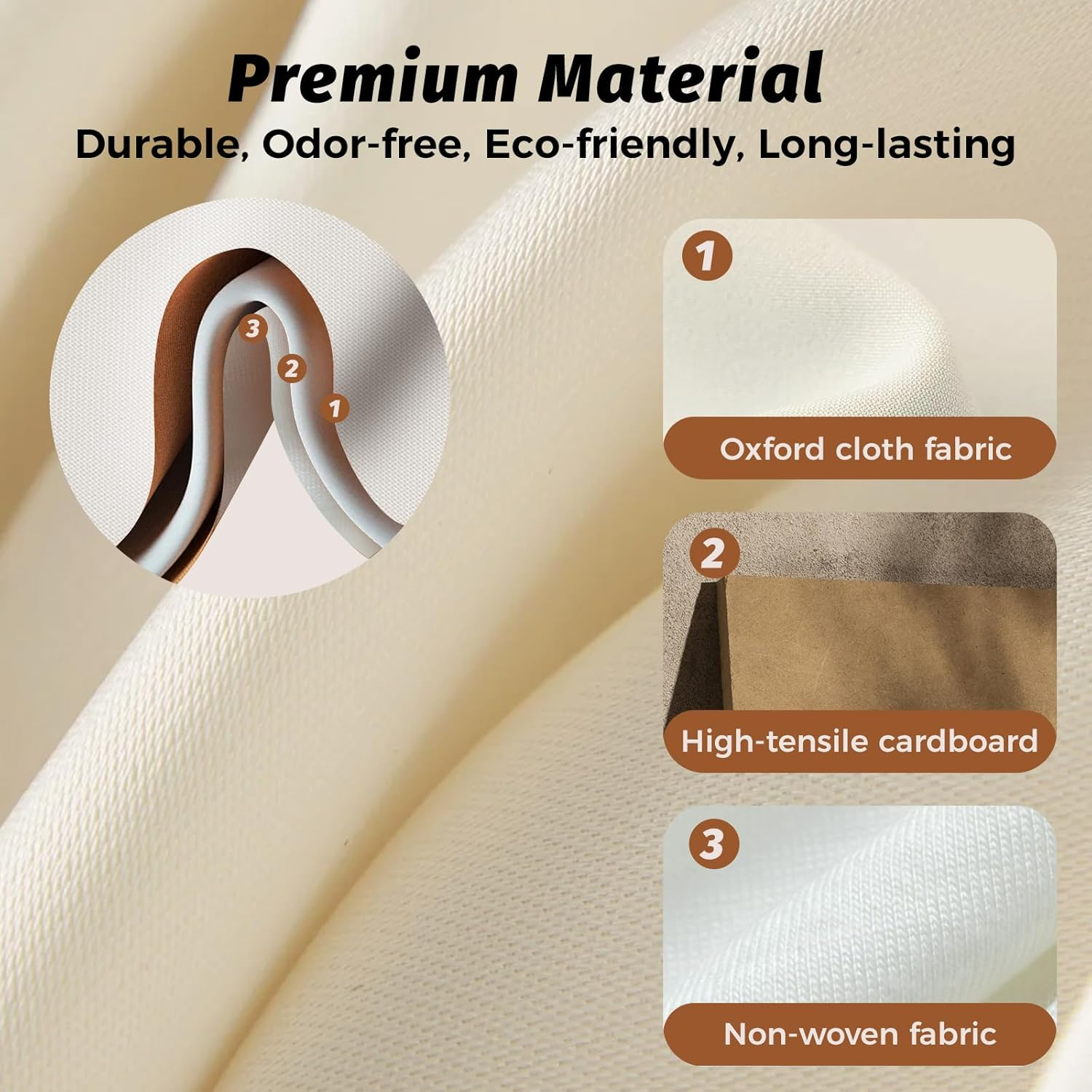 Bed Sheet Organizers and Storage 4 Pack, Foldable Linen Closet Organizer Oxford Cloth with Window and Label (King & Queen Size), Bedding Storage Box for Bedsheets (Beige) image number 6