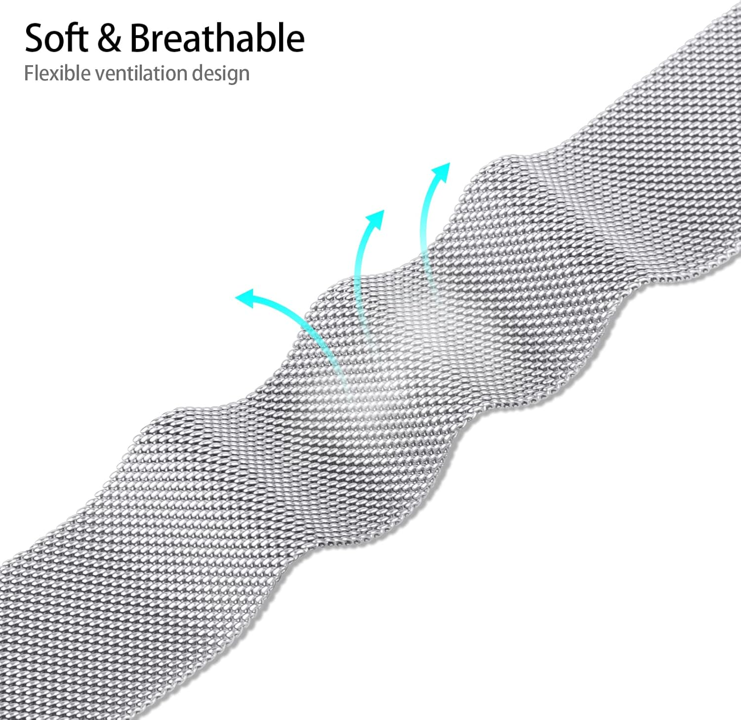 Metal Stainless Steel Loop Quick Release 20Mm 22Mm for Men Women, Adjustable Comfortable Magnetic Milanese Mesh Replacement Strap for Smart Watch Sport Watch image number 3