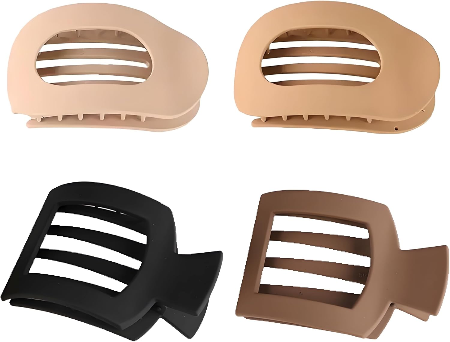 Lay Flat Hair Claw Clips for Women Non-Slip Grip, Flat Clips for Daily Styling 4Pcs.