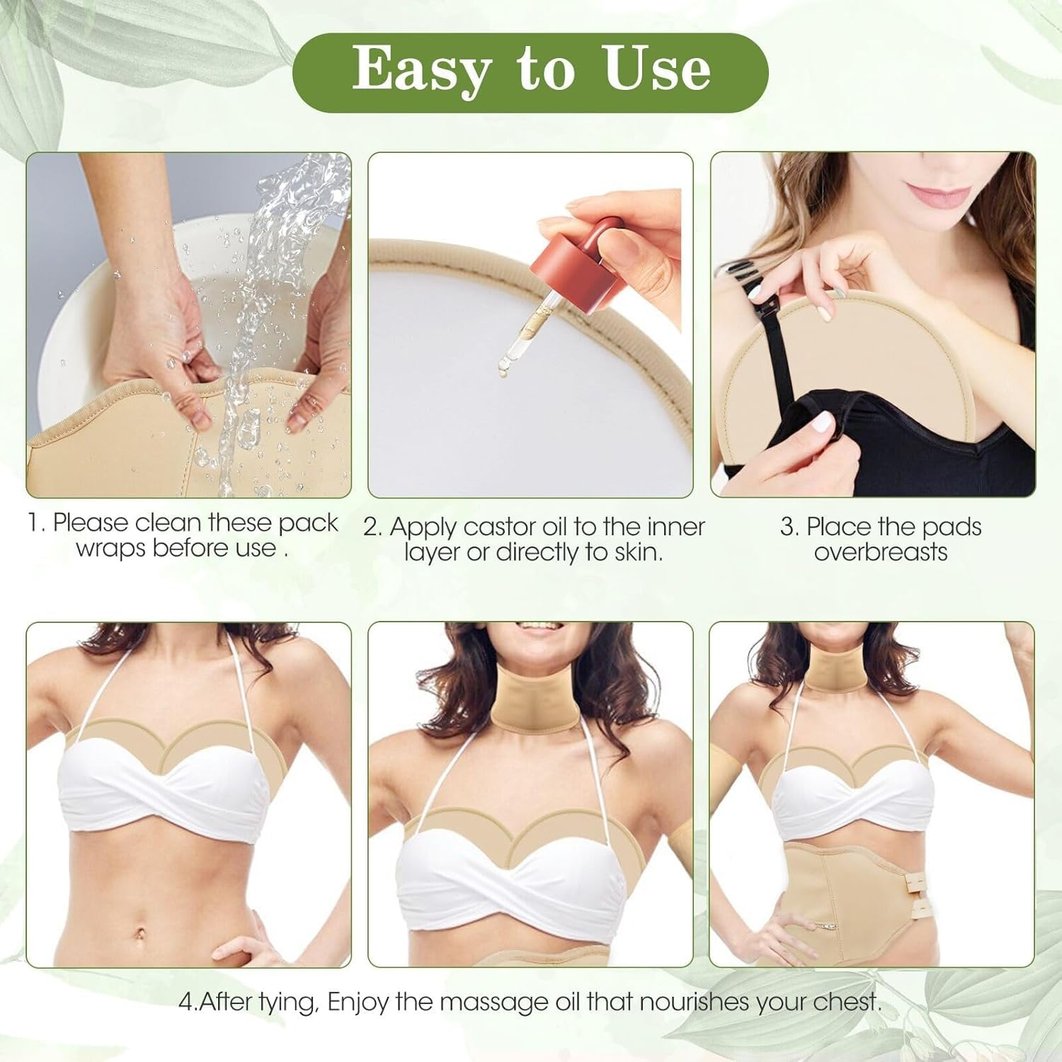 10Pcs Castor Oil Pack, Flannel Castor Oil Wrap with Pocket, anti Leak, Reusable, Washable, Elastic Straps Wrap For,Assist Liver Detoxification,Constipation and Improve Sleep image number 5