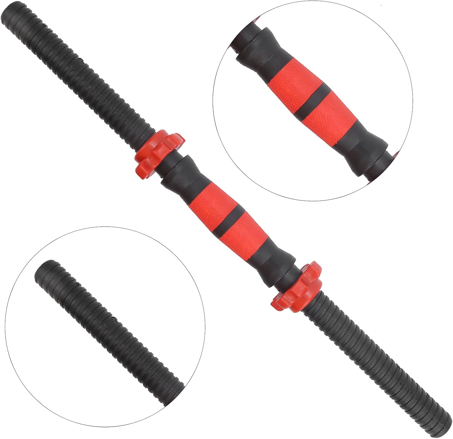 POENVFPO 50Cm Dumbbell Bars with Customizable Exercise Modes, Non-Slip Rubber Grip Handles for Full Body Workout, 2 Dumbbell Bars + Nuts for Strength Training