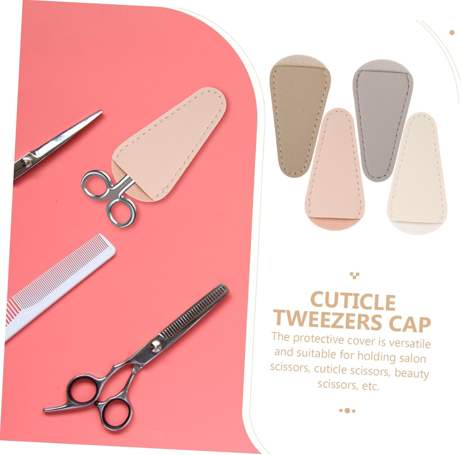 MUCKLILY 4Pcs Nail Clipper Protective Covers Cuticle Nipper and Tweezers Caps Compact Stylish PU Leather Soft Sleeve for Manicure Tool Protection image number 6