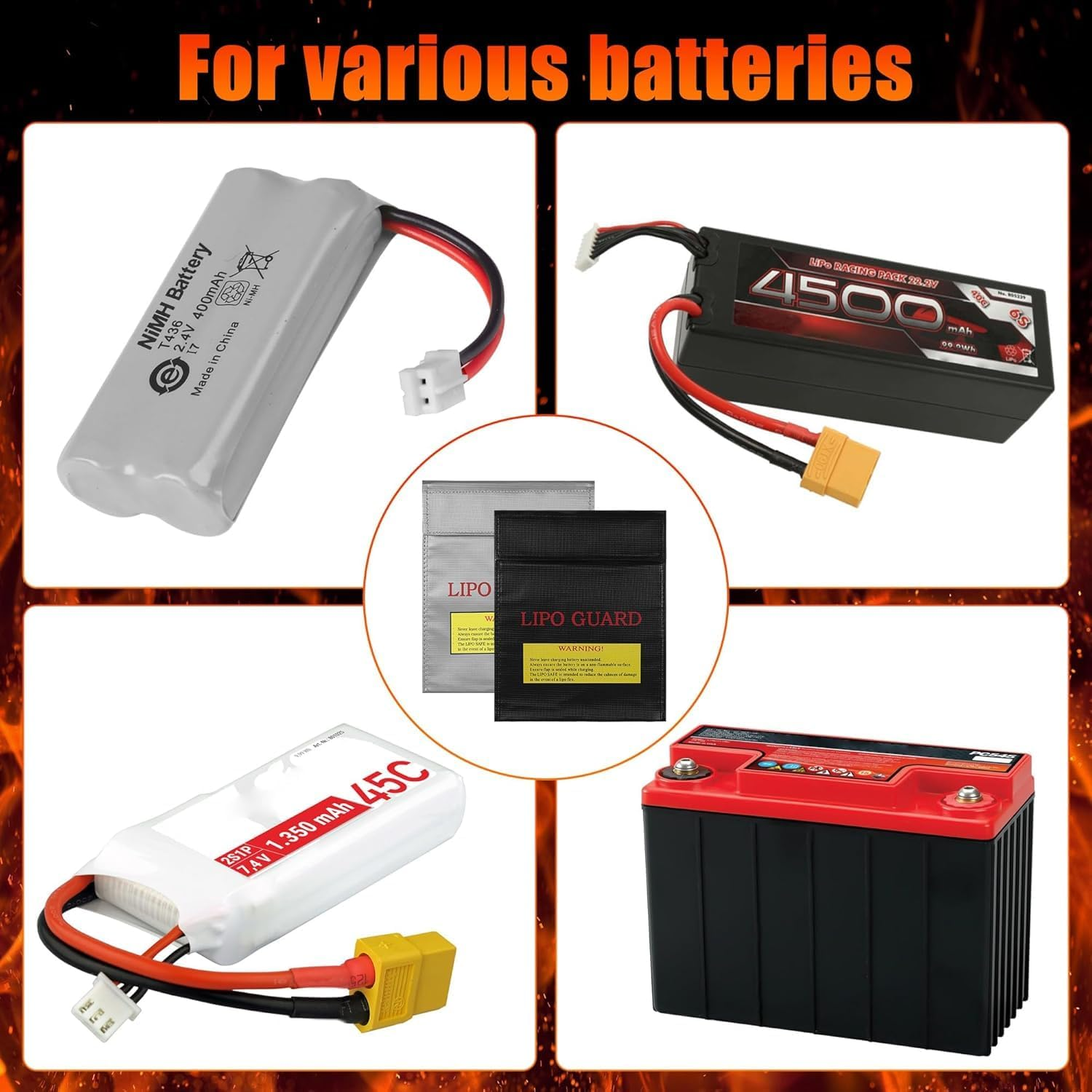 Lipo Battery Safe Bag,Fireproof Document Bag, 2 Pack Portable Fireproof Bag Waterproof Safe Document Box for Lipo Battery, Documents, Money, Jewelry,Phone (2, 23 X 30Cm) image number 3