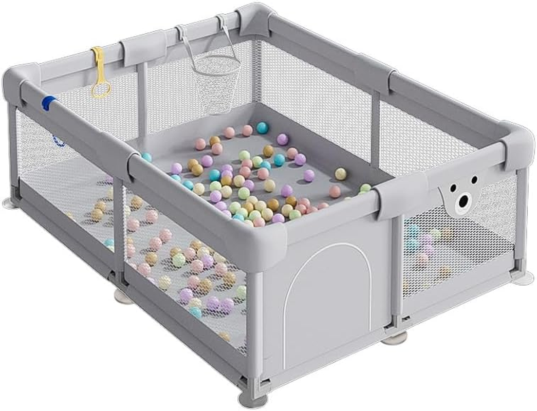 Large Baby Playpen with Door, Safe Play Yard for Toddlers & Infants, Sturdy Mesh Fence Activity Center with Suction Cups, Non-Toxic Waterproof Bottom, Easy Setup Indoor Outdoor Play Area(120X180Cm) image number 4