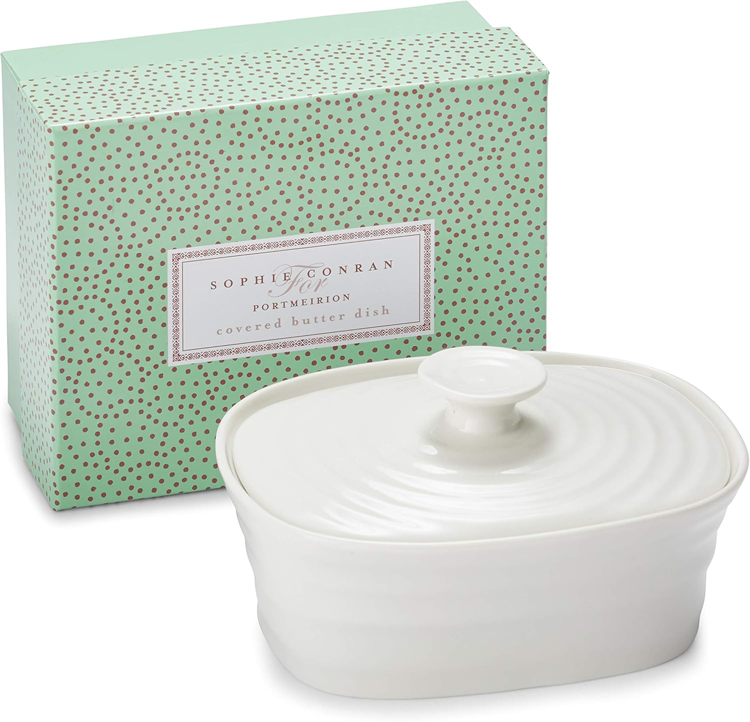 Portmeirion Sophie Conran White Covered Butter Dish | Butter Keeper with Lid for Countertop | Made from Fine Porcelain | Microwave and Dishwasher Safe image number 3
