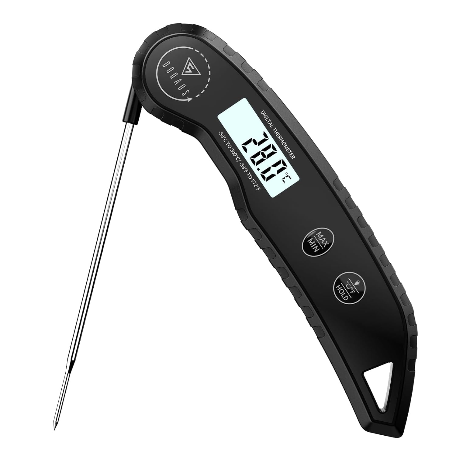 DOQAUS Meat Thermometers, 3S Instant Read Food Thermometer with &plusmn;0.5℃ Precision, Backlit LCD, 12Cm Stainless Food Probe, Auto On/Off Meat Thermometer Probe for Cooking, Baking, BBQ, Water, Oil, Black image number 3