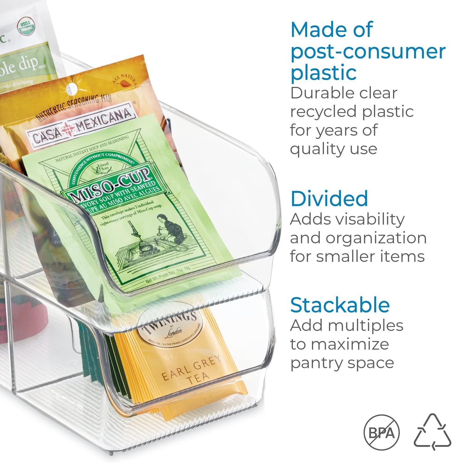 Interdesign Linus Spice Packet Organizer Bin for Kitchen Pantry, Cabinet, Countertops - Clear image number 3