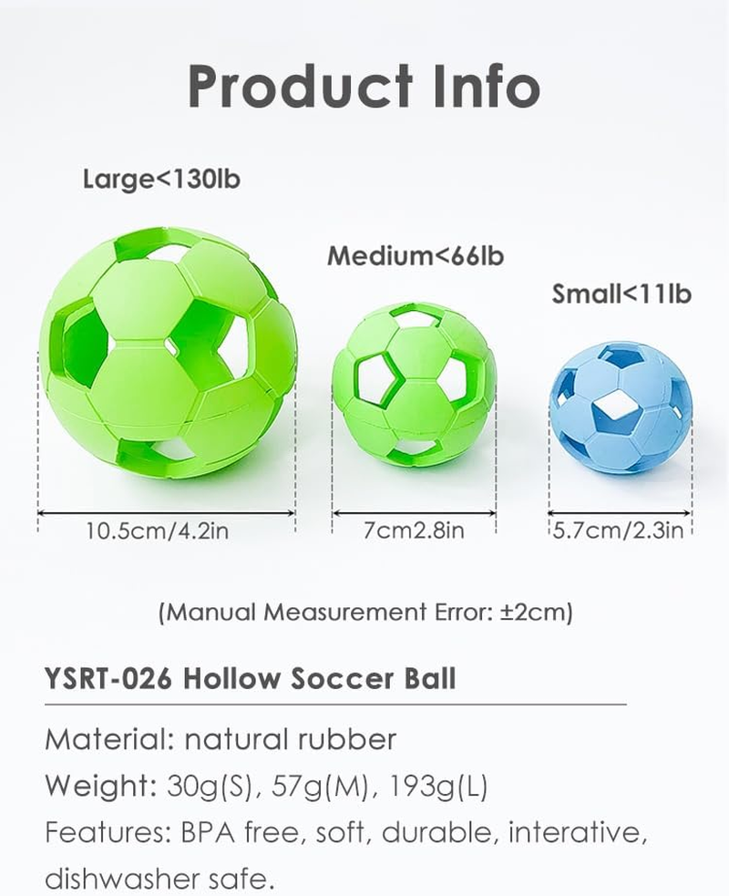 Interactive Dog Soccer Ball Toy, Natural Rubber, Non Toxic & Eco Friendly, High Bounce Ball for Fetch and Play, Dishwasher Safe (Green, Medium) image number 4